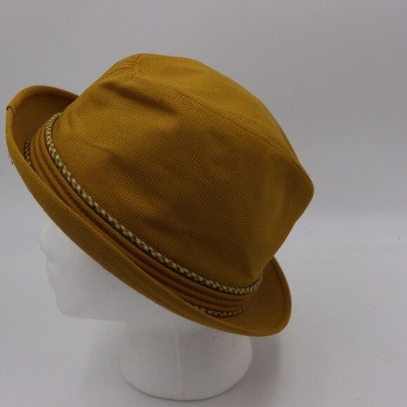 Vintage Yellow Fendora Hat Feathers Yankee Doodle Hat 6 3/4 - Picture 4 of 9